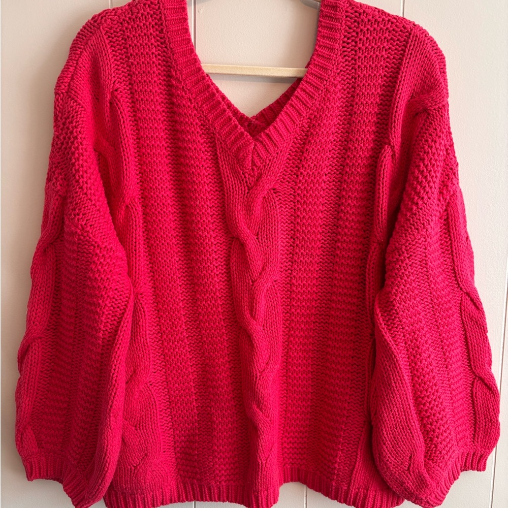 Cozy Pink Cable Knit Sweater